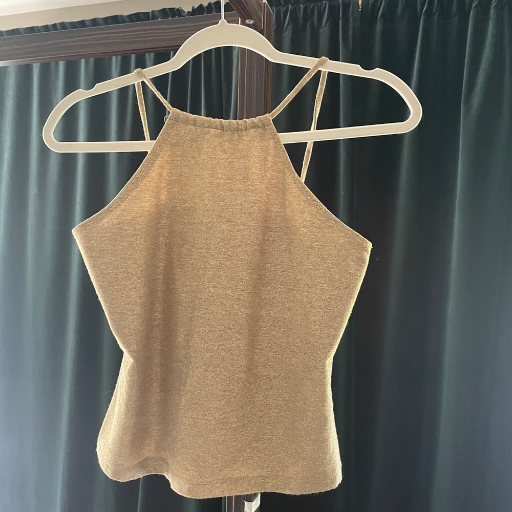 Vintage Gold Shimmer Halter Top / no label / fits like a S
